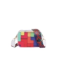 Borsa a tracolla quadrata alla moda con stampe geometriche e tracolla larga - Bianco