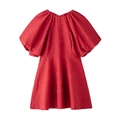 Zoete rode jurk met pofmouwen en geplooide textuur voor kerstfeestjes - XS / Rood