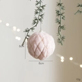 Pink plush Christmas ball with gold grid 8cm hanging tree ornament for holiday decor - Pink Foam Ball Style B