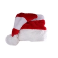 Classic red and white striped plush Christmas hat with white pompom on white background - Red and White Striped