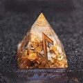 Sowilo rune crystal pyramid with natural yellow stones and copper coil inside - Otherworld - Relationship Healing
