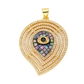 Golden cross heart pendant with white zircon and evil eye shell detail - Iridescent Teardrop Shell Eye Pendant-67