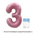 40-inch candy pink number 3 foil balloon with premium retail packaging for party decor - Number 3 / 40 Inch / Candy Pink