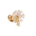 Elegante gouden bloem oorknopjes met zirkonia en comfortabele schroefsluiting achter - EGD0934 Goud - Bloemvorm