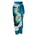 One-shoulder swimsuit set with floral accents and butterfly print sarong wrap skirt - One Size / Single Sarong Skirt