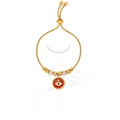 Gold plated titanium steel snake chain bracelet featuring a red evil eye charm with crystals - Red Evil Eye Style (E437) / Gold