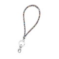Cordino con strass colorati, anello portachiavi argento e chiusura a moschettone - Corto Colore Misto / Multicolore