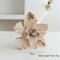 Samtene Weihnachtsblume in Champagner mit Goldpailletten und Silberglitzer, 22cm Größe - Champagner