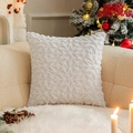 White plush Christmas pillow with embroidered snowflake pattern on a cozy beige sofa - Hollow Snowflake / 30*50cm Without Core