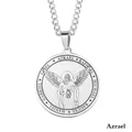 Collana religiosa con ciondolo dell'Arcangelo Azrael in acciaio inox argento lucido - Azrael / Argento