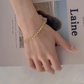 Three-layer golden flat snake and cross chain layered necklace in wheat braided texture - E187 Phoenix Tail Gold Bracelet (Heart Tag)