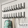 20-pack of black carbon steel adhesive hooks for wall mounting with no drilling needed - 20 Pieces Pack / Slim Carbon Steel / Classic Black