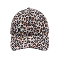 Detail of classic leopard print pattern on a six-panel cotton canvas baseball cap - Brown Black Orange Abstract Leopard (Series B-02)