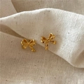 Elegante 925 Sterling Silber Schleifen-Ohrstecker mit Goldbeschichtung für Damen - 925er Silber / Gold