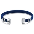 Bracciale rigido blu da 6mm a cavo intrecciato con lettere OD e apertura a C - Acciaio-Blu