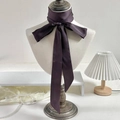 Elegant deep purple long satin scarf tied on mannequin as a stylish dress accessory - 190*5cm / Maroon