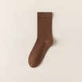 Brown cotton crew sock in a simple solid color design with a stretchy comfortable fit - Coffee
