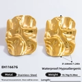 Irregular lava style earrings in 18K gold plated stainless steel for a luxury look - EH11667G Gold Lava Texture