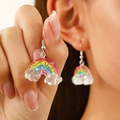 Pendientes de resina con diseño de arcoíris, lentejuelas y nubes para mujer - Nube Arco Iris con Lentejuelas Brillantes (N-657)