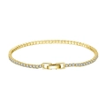 Classic S925 sterling silver gold tennis bracelet with single row of white cubic zirconia - Machine-made Tennis Chain 2mm Thick Electroplated 14k Gold 16.5cm Long Approximately 3.85g.