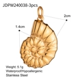 Macro-opname van 3 stuks nautilusschelp-hangers in 18k goud roestvrij staal met maten - Nautilus Schelp Stijl (JDPW240038-3pcs)