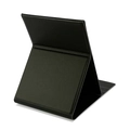 Specchio per trucco pieghevole in pelle PU nera con supporto portatile liscio - Piccolo 85*124mm / Nero Elegante