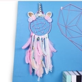 Pink unicorn dream catcher night light with feathers and lace for girls room decoration - MS9017 Pink