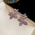 Detail of pink zirconia flower earrings with S925 silver studs in luxury box - Pink/Silver