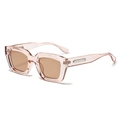 Modische quadratische Sonnenbrille in Champagner-Rosa mit braunen Gläsern und Silberdekor - Transparentes Rosa