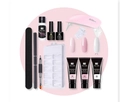 Solid extension nail gel kit with UV lamp and soft pink crystal polygel tools - 11-Piece Set (128)-Common Color Set