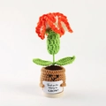Handmade crochet orange and white flower in a smile pot with a thank you grow sign - Carnation Potted Orange Gradient (No Base)