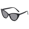Occhiali da sole cat-eye neri classici con lenti grigie e montatura lucida laterale - Montatura Nera Lenti Grigie