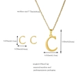 Detailed size specifications for gold letter C stainless steel necklace and earring set - Letter C / Gold