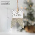 Christmas gold wings wooden star ornament with X-MAS text and golden glitter finish - Gold Wings