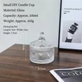 Small 100ml embossed glass candle jar with tower lid and vintage French relief texture - Small Sunflower Jar