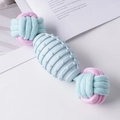 Langlebiges Hundespielzeug aus TPR-Gummi und Baumwollseil in Hellblau und Rosa - TPR Olive Doppelball-Seil / 20cm (Nr.1) / Blau