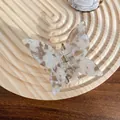 Iridescent butterfly hair claw clip with pearlescent acetate texture on a wooden tray - 6.5cm / Iridescent Gray