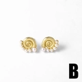 Elegant gold-plated shell stud earrings with small pearls in a spiral design for women - Shell Artificial Pearl Style (B)