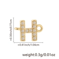 Golden letter H pendant with zircon inlay and dimensions 1.04cm by 0.77cm on white background - Letter H