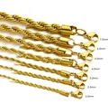 Confronto di catene a corda dorate con larghezze da 2,0 mm a 7,0 mm e chiusure a moschettone - 2.0mm*45cm / Placcato Oro Sottovuoto