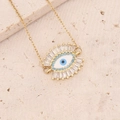 Macro shot of gold Evil Eye pendant with blue stone on minimalist stone background - Turkish Blue Eye Style(4#)