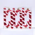 Red and white striped Christmas candy cane ornaments with glitter in 6-piece set - Style 7 Walking Sticks (6-pack)