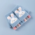 Mitaines tricotées bleu clair pour enfants avec lapin blanc et rabat amovible chaud - 4-10 Ans / Bleu