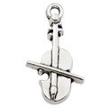Antique silver violin and bow musical instrument pendant for DIY jewelry making - 1Pc Violin 14x23mm