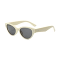 Occhiali da sole cat-eye bianco crema con lenti scure e dettagli in rivetti argento - Montatura Beige Lenti Grigie