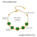 18k gold plated stainless steel bracelet with a round green faceted glass stone detail - Bracelet Only / Gold-Green