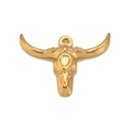 Ethnic golden bull head skull pendant in stainless steel with top ring for DIY jewelry - Gold