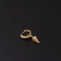 Irregular gold micro-pave zircon hoop earring with pyramid drop charm in boho style - Micro-set Inverted Cone Style (5#)