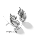 Silver teardrop earrings in 18k gold plated stainless steel with 34mm size specs - Silver Plain Water Drop Style (TE6657-S)