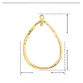 Technical dimensions of gold teardrop stainless steel pendant with hammered texture - YE186-Gold Waterdrop Hammered
